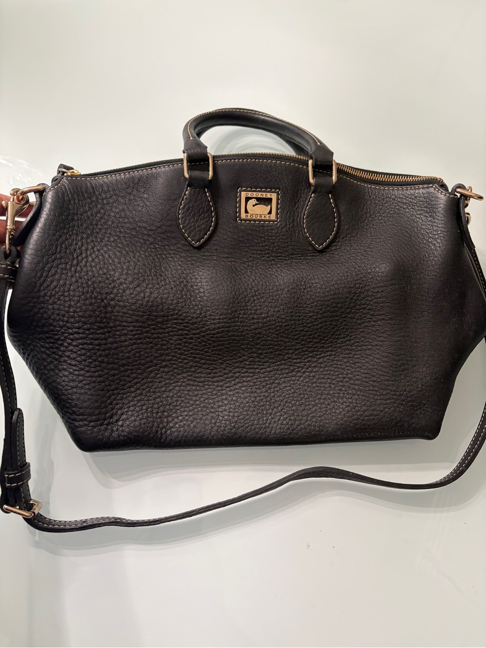 Dooney & Bourke Black Pebble Leather Satchel with Shoulder Strap - Picture 9 of 15
